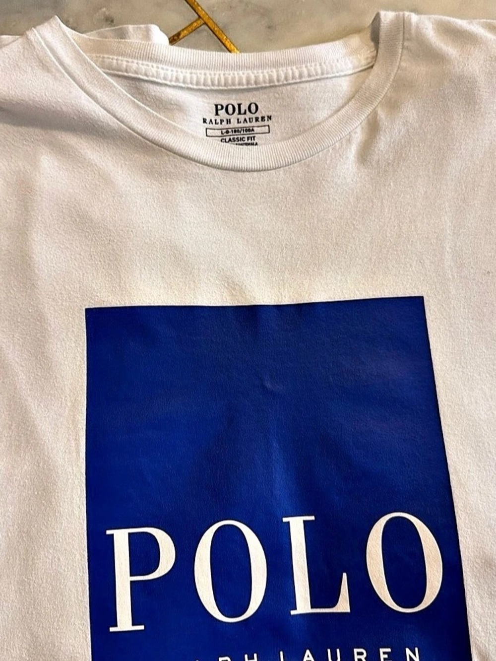 Polo Ralph Lauren Polo graphic tee Graphic Tee in White & Blue Size Large